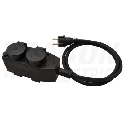 Prelungitor portabil cu cablu din cauciuc, negru KE4-5M 16A/250VAC, IP44, H07RN-F, 3G1.5, 5m, 4×SCHUKO
