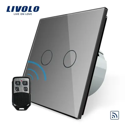 Intrerupator dublu, wireless RF + telecomanda tip breloc Gri