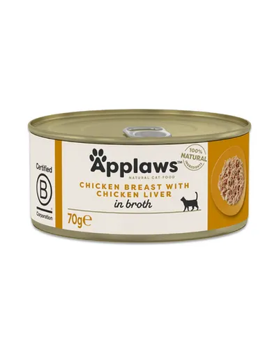 APPLAWS Cat Broth Hrană umedă pentru pisici cu pui și ficat în supă 70 g