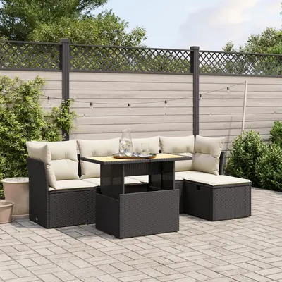 Gossi set mobilier de gradina cu perne, 6 piese, negru, poliratan