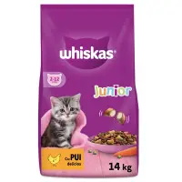 WHISKAS Junior, Pui, hrană uscată pisici junior, 14kg