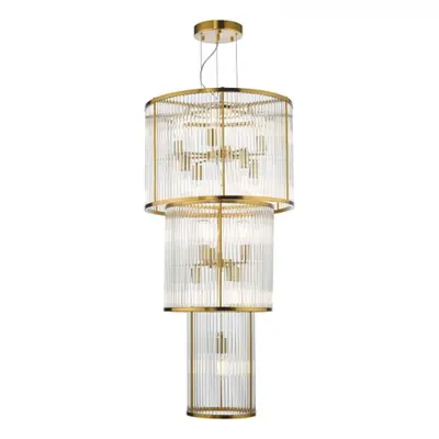 Lampa suspendata Eleanor 15 Light Chandelier Natural Brass Glass