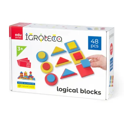 Blocuri logice din lemn, 48 piese