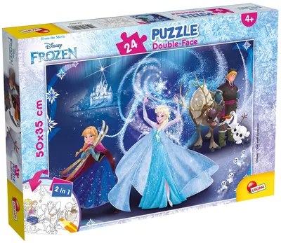 Puzzle cu două fețe Lisciani de colorat din 24 piese - Regatul Înghețat