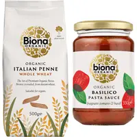 Pachet Penne Integrale din Grau Dur Ecologice/Bio 500g + Sos de Rosii cu Busuioc pentru Paste Ecologic/Bio 350g