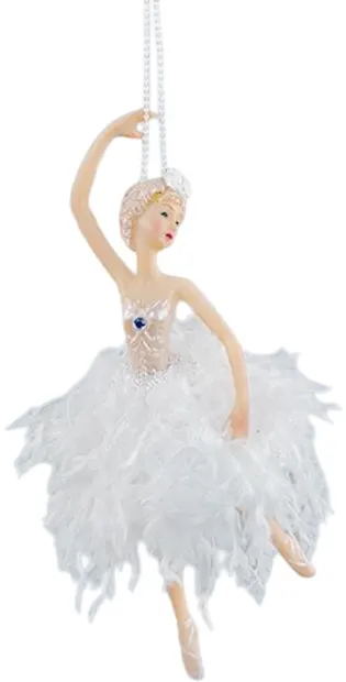 Decorare Eurolamp - Balerină cu pene albe, 18 cm
