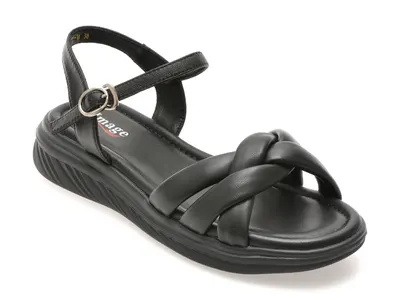 Sandale IMAGE negre, 57111, din piele naturala