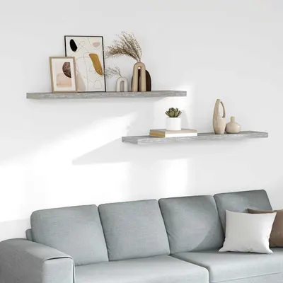 vidaXL Rafturi perete suspendate 2 buc. gri beton 120x23,5x3,8 cm MDF