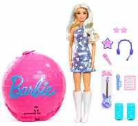Păpușă Barbie Roll and Reveal - Vedetă pop, cu 8 surprize și bilă disco roz