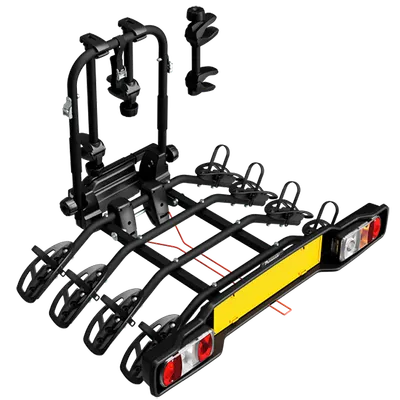 Suport pentru 4 biciclete, Peruzzo Parma 706/4N, cu prindere pe carligul de remorcare, Negru