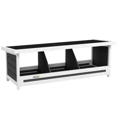 PawHut Cuibar pentru găini cu 3 compartimente, cu bază înălțată și acoperiș, din lemn și bitum, 95x37x34 cm, gri | Aosom Romania