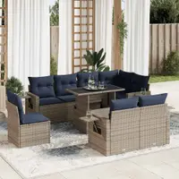 Gossi set canapele de gradina cu perne, 9 piese, maro, poliratan