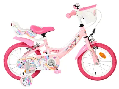 Bicicleta pentru copii Volare Unicorn - Fete - 14 inch - Roz - Frane cu doua maini