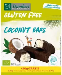 Batoane bio de cocos cu ciocolată neagră, 120 g, Damhert