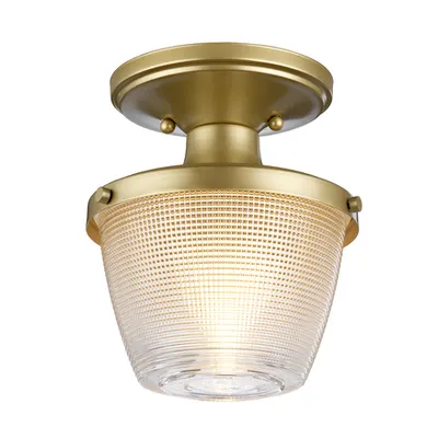 Corp de iluminat decorativ pentru exterior, Dublin 1 Light Semi-Flush Mount – Painted Natural Brass
