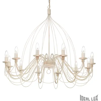 candelabru Corte, 12 becuri, dulie E14, D:950 mm, H:1100/1900 mm, Alb antic
