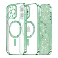 Husa MagSafe pentru Apple iPhone 13 Pro Max, Techsuit, Luxury Glitter, Verde Deschis