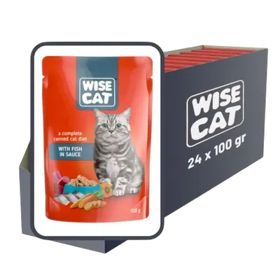 Set 24 buc x 100 gr Hrana umeda pentru pisici Wise cu peste