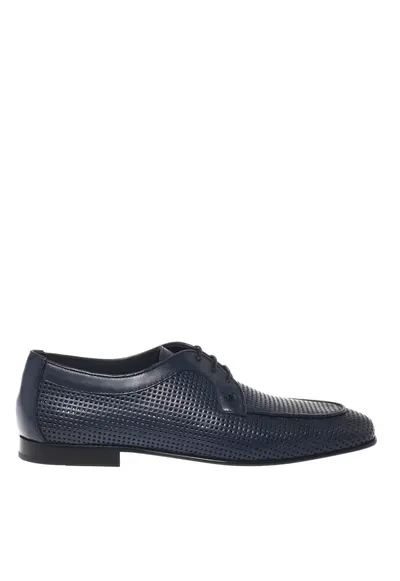 Pantofi de piele cu perforatii - Albastru