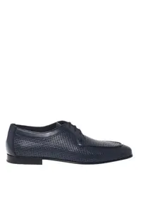 Pantofi de piele cu perforatii - Albastru