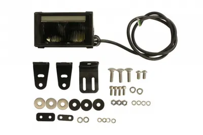 Far universal stanga dreapta (faza lunga, LED, 12 24V, latime 130mm, inaltime 74mm, adancime: 104mm, transparent, aluminiu, negru, lumini pozitie, lungime cablu: 100mm, cu lumina de pozitie)