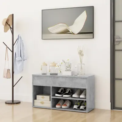 vidaXL Banchetă pantofar, gri beton, 80x30x45 cm, PAL