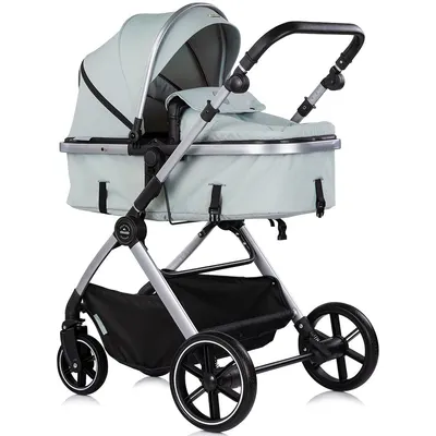 Carucior 3 in 1 pentru copii Chipolino Pearl Matcha, transformabil, reversibil, roti cu suspensii, geanta pentru infasat, greutate admisa 22 kg