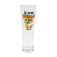 Pahar bere, 500 ml, mesaj funny “Să curgă BEREAAAA! La mulți ani!”