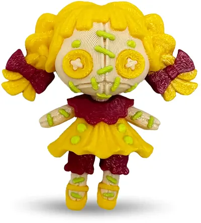 Print 3D de la 3D Morph Lab - Figura Creepy Doll, mini, galben și violet