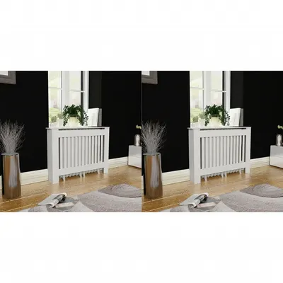 vidaXL Mască de calorifer, 2 buc., alb, 112 cm, lemn prelucrat