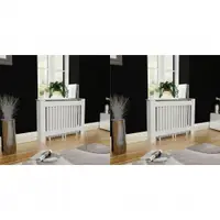 vidaXL Mască de calorifer, 2 buc., alb, 112 cm, lemn prelucrat