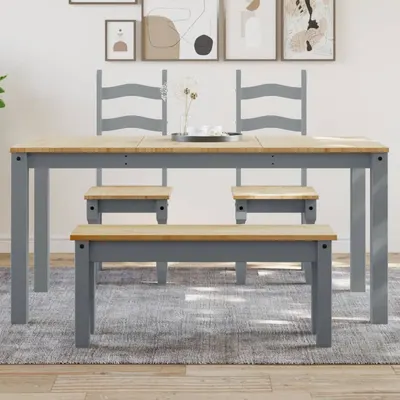vidaXL Masă de sufragerie PANAMA, gri, 160x80x75 cm, lemn masiv pin