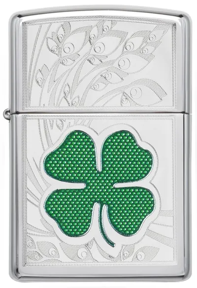 Bricheta Zippo - Trifoi, gravata, crom lucios