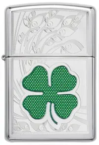 Bricheta Zippo - Trifoi, gravata, crom lucios