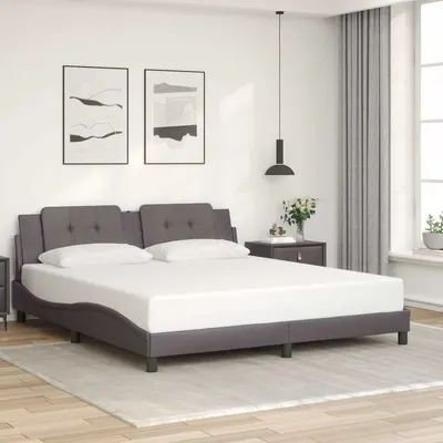 vidaXL Cadru de pat fără saltea, Zadar, gri, 180x200 cm, piele ecologică