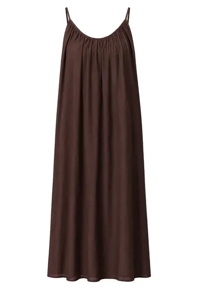 Rochie Maxi - A-line - captusita - maro cafea - lyocell si poliester