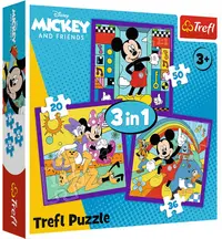 Puzzle Trefl 3 în 1 - Compania distractivă a lui Mickey Mouse