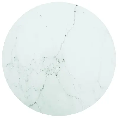 vidaXL Blat masă, alb, Ø70x0,8 cm, sticlă securizată, design marmură