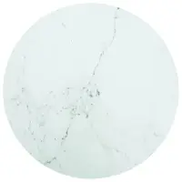 vidaXL Blat masă, alb, Ø70x0,8 cm, sticlă securizată, design marmură