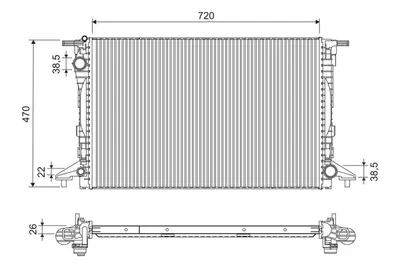 Radiator racire motor potrivit AUDI A4 ALLROAD B9, A4 B9, A5, A6 ALLROAD C8, A6 C8, A7, A8 D5, Q5, Q7, Q8; VW TOUAREG 2.0-4.0H 01.15