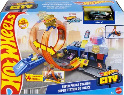 Set de joaca cu masinuta, Hot Wheels City, Super Police Station, JBM71