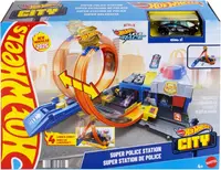 Set de joaca cu masinuta, Hot Wheels City, Super Police Station, JBM71