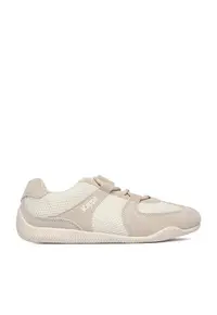 Pantofi sport dama bej - piele nabuc - inchidere cu sireturi - material textil interior -
