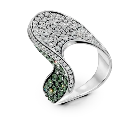 Inel din aur alb cu diamante de 1.57ct si tzavorite de 1.32ct