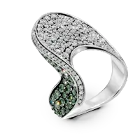 Inel din aur alb cu diamante de 1.57ct si tzavorite de 1.32ct