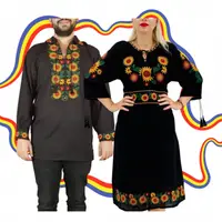 Set Cuplu Traditional 375 Camasa Traditionala si Rochie Traditionala