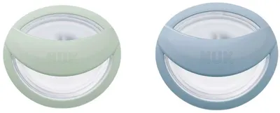 Suzete din silicon NUK Perfect Match - Mommy Feel, 0-6 luni, 2 bucăți, verde/albastru