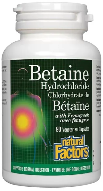 Betaine Hydrochloride, 90 capsule, Natural Factors