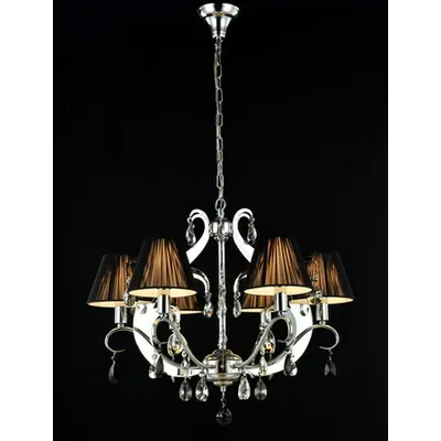 Candelabru Modern Mina,6 becuri dulie E14, 230V,D.66cm, H.56 cm,Nichel
