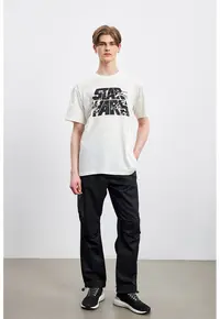 Tricou lejer din bumbac cu imprimeu tematic Star Wars - Alb